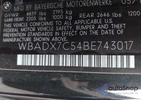 2011 BMW 335I from USA, damaged, VIN WBADX7C54BE743017